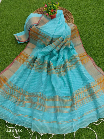 Classic Kota Cotton Silk Saree with Statement Tassels