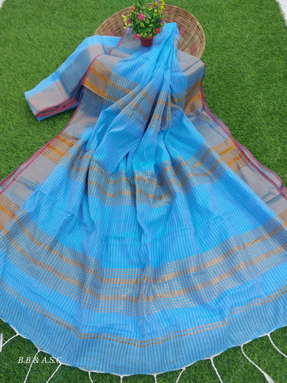 Classic Kota Cotton Silk Saree with Statement Tassels