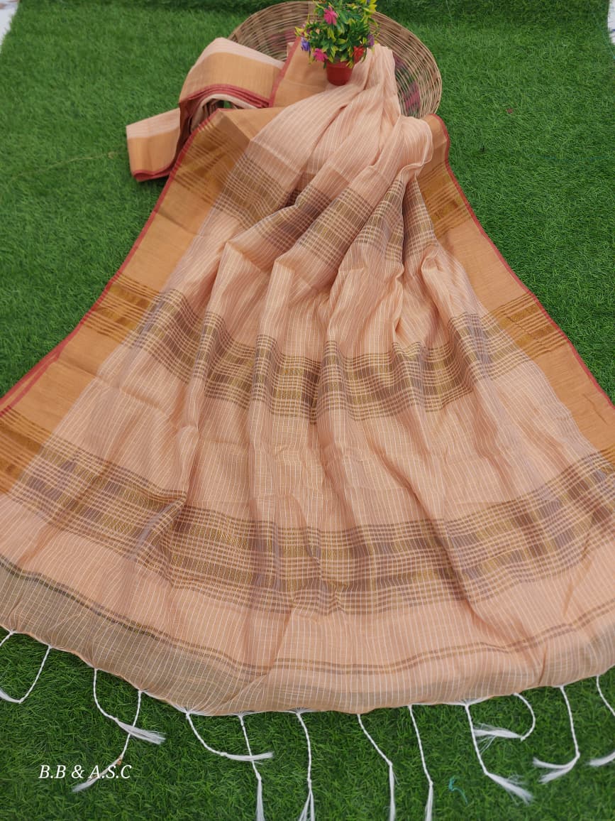 Classic Kota Cotton Silk Saree with Statement Tassels
