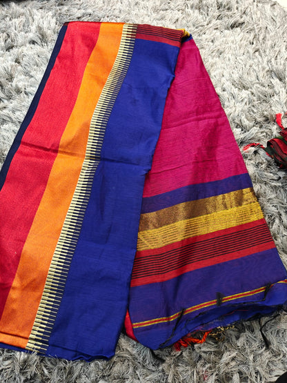 Maheshwari-Inspired Semi Silk Saree with Elegant Border