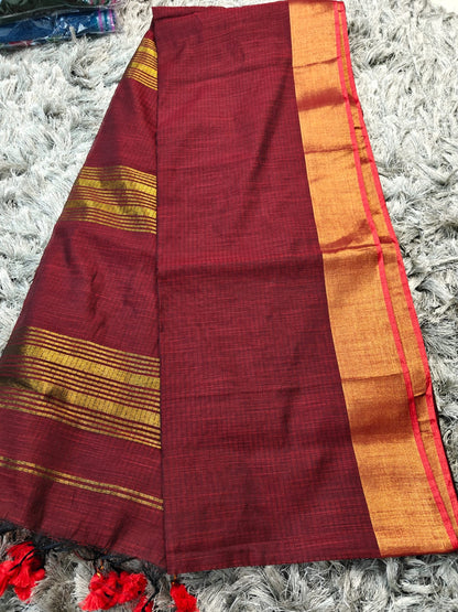 Classic Kota Cotton Silk Saree with Statement Tassels