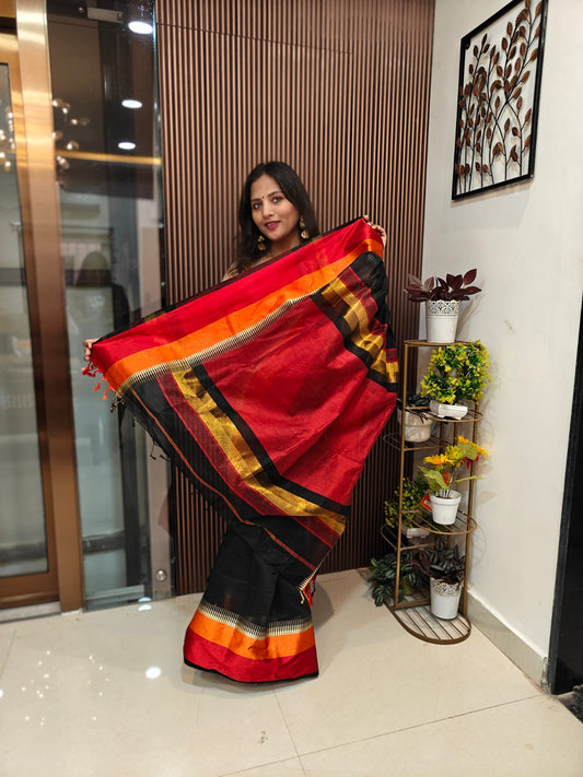 Maheshwari-Inspired Semi Silk Saree with Elegant Border