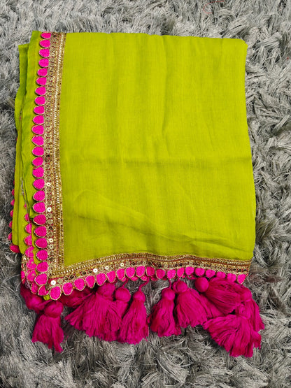 Premium 120 TC Mul Cotton Saree with Elegant Lace Border