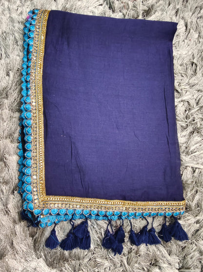 Premium 120 TC Mul Cotton Saree with Elegant Lace Border