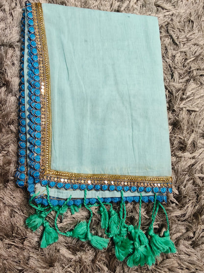 Premium 120 TC Mul Cotton Saree with Elegant Lace Border