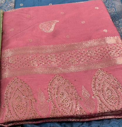 Dola Silk Saree with Weaving & Stone Work Blouse
